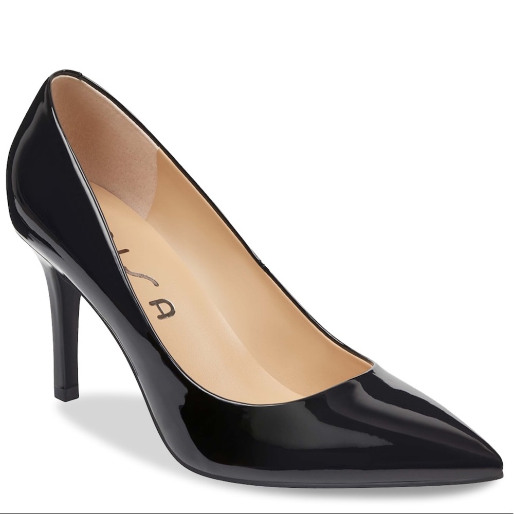 🆕✨ Yema by Unisa Vegan Black Patent Leather Classic Pointy Toe Pumps 3¼" Heel